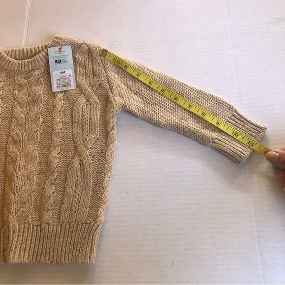 Cat & Jack Baby Cable Knit Oatmeal Heather Crewneck Sweater Size 18 M - Picture 8 of 10